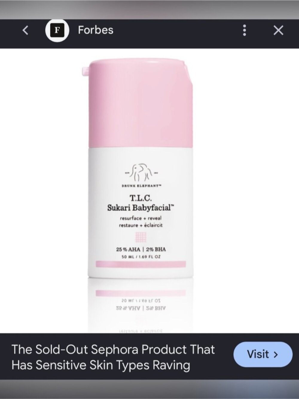 BRAND NEW Drunk Elephant T.L.C. Sukari Babyfacial Exfoliating Mask 50mL bha aha